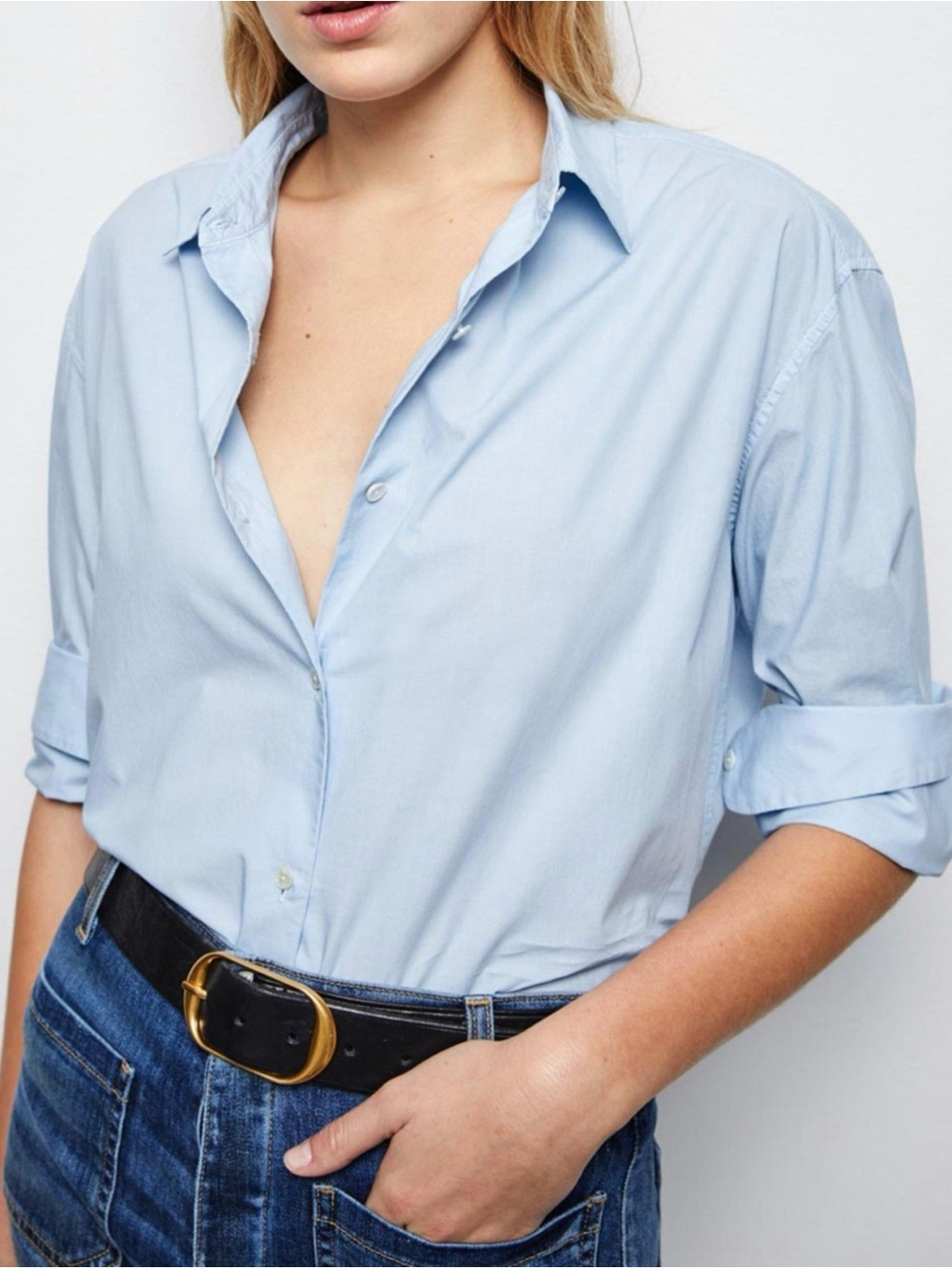 Nili Lotan Yorke Shirt Light Blue Cotton Oversized Button Down M USA - Picture 3 of 11